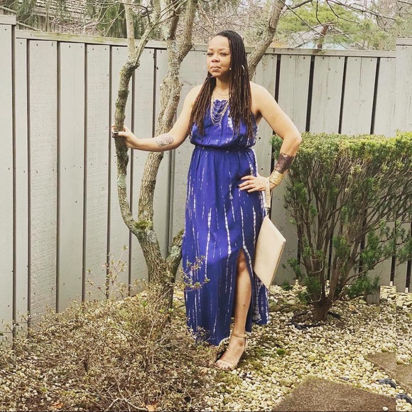 SALE Tie Dye Halter Maxi- NAVY - Picture 3 of 7